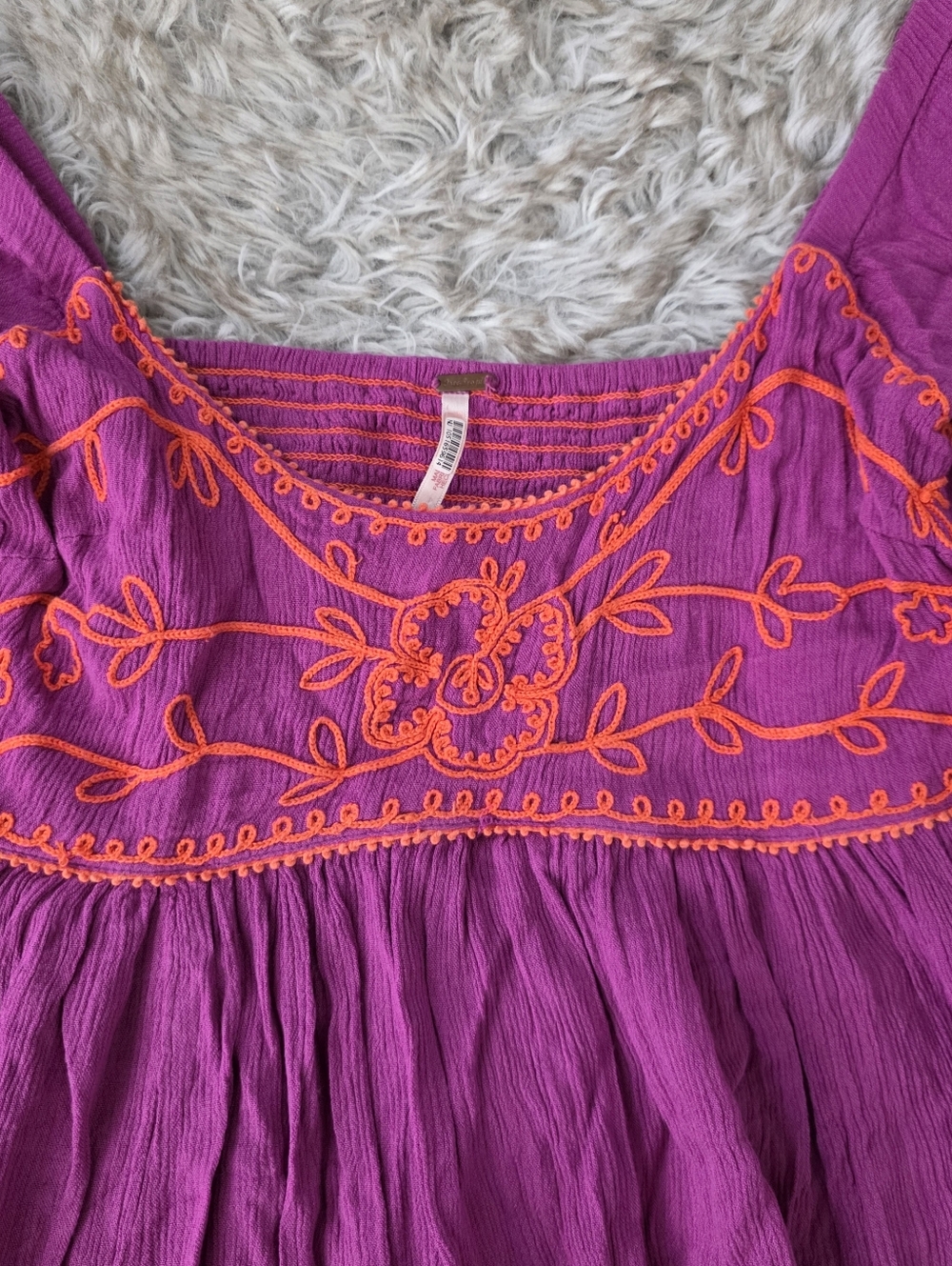 Free People Wedgewood Maxi Dress Purple With Orange Embroidery - Picture 7 of 16